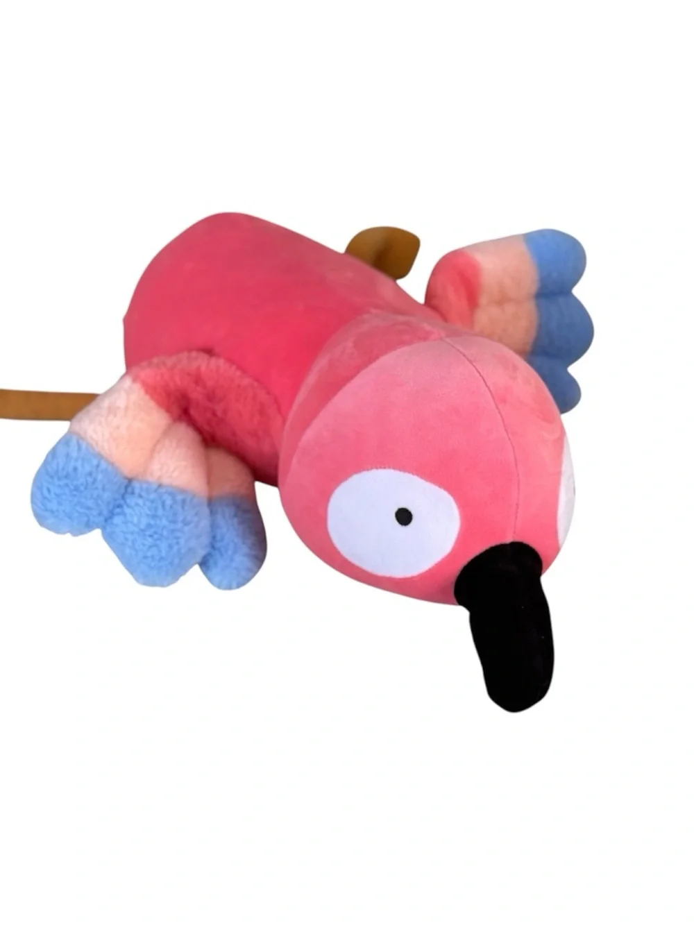 Plush Pink Parrot Toy with Blue Accent Feet